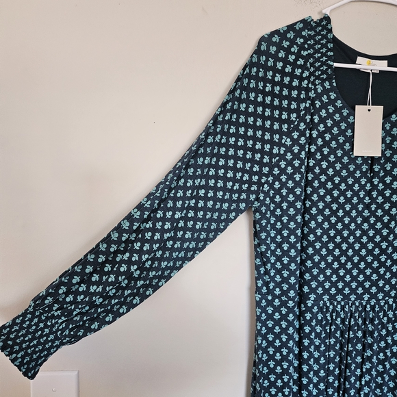 NWT Boden Teal Printed Long-Sleeve Maxi Dress Size 18L - Picture 5 of 7